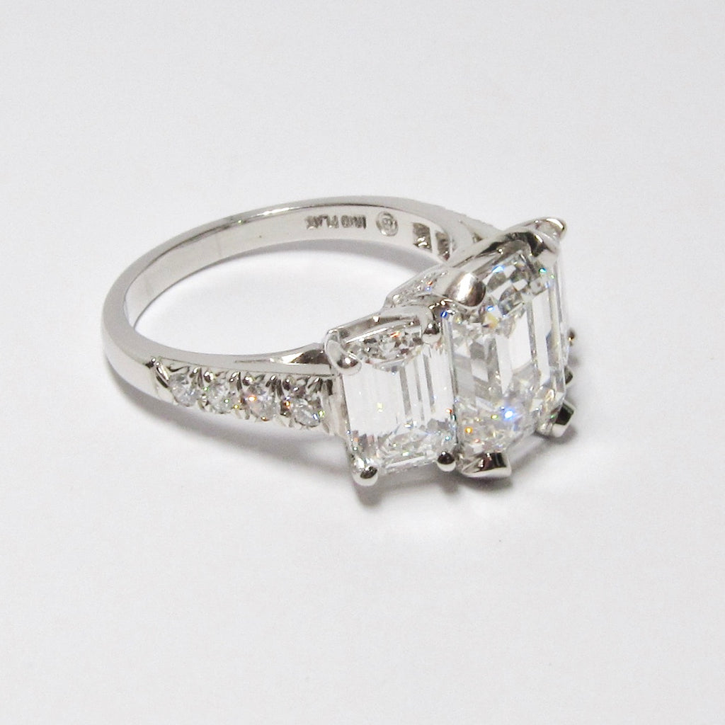 Emerald Cut Diamond 3 Stone Ring