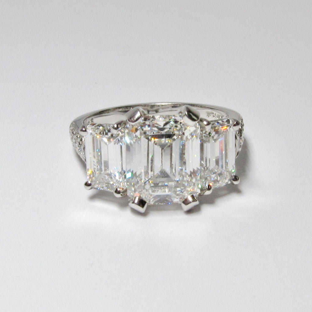 Emerald Cut Diamond 3 Stone Ring