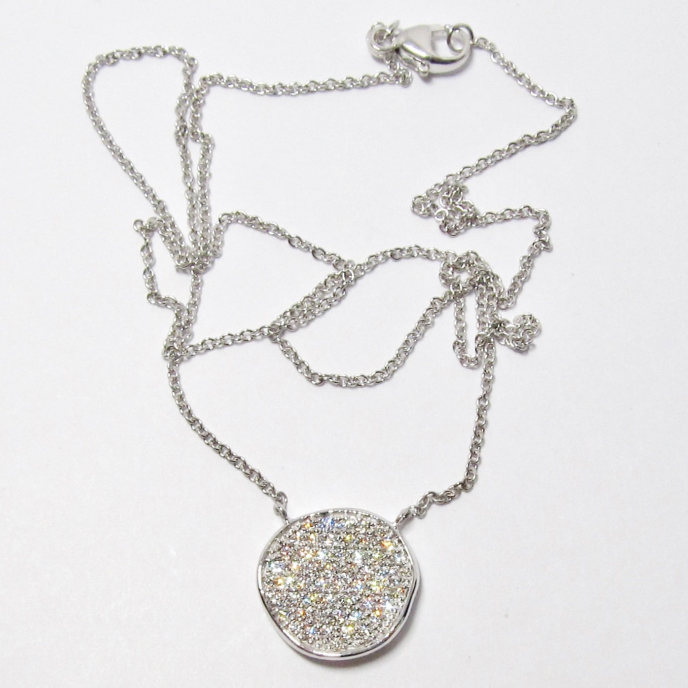 18k Yellow Gold Diamond Disk Large Borderless Pendant (White Gold and Yellow Gold)