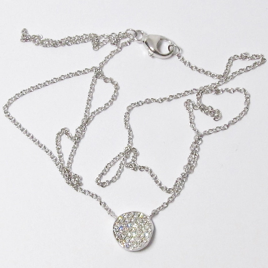 18k White Gold Diamond Mini Disk Borderless Pendant