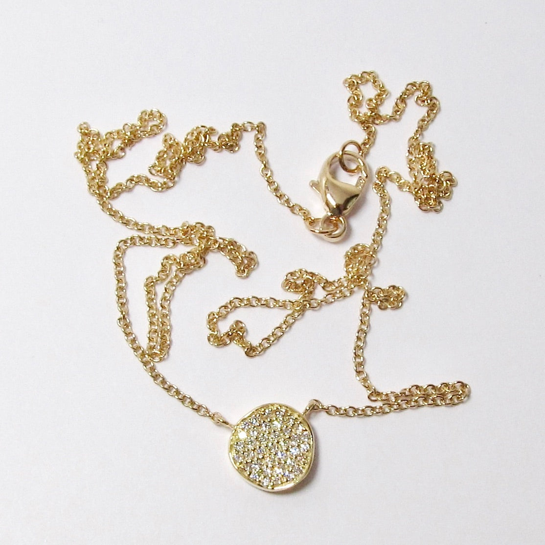 18k Yellow Gold Diamond Mini Disk Borderless Pendant