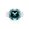 Indicolite, Half Moon Diamond Ring