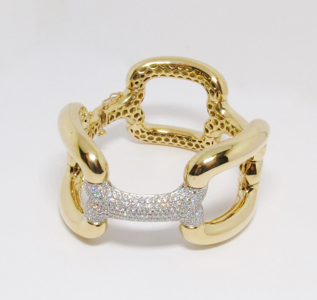 18k Yellow Gold Rectangle Link Bracelet