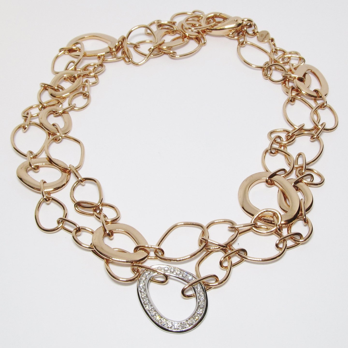 Rose Gold & Diamond Long Link Necklace