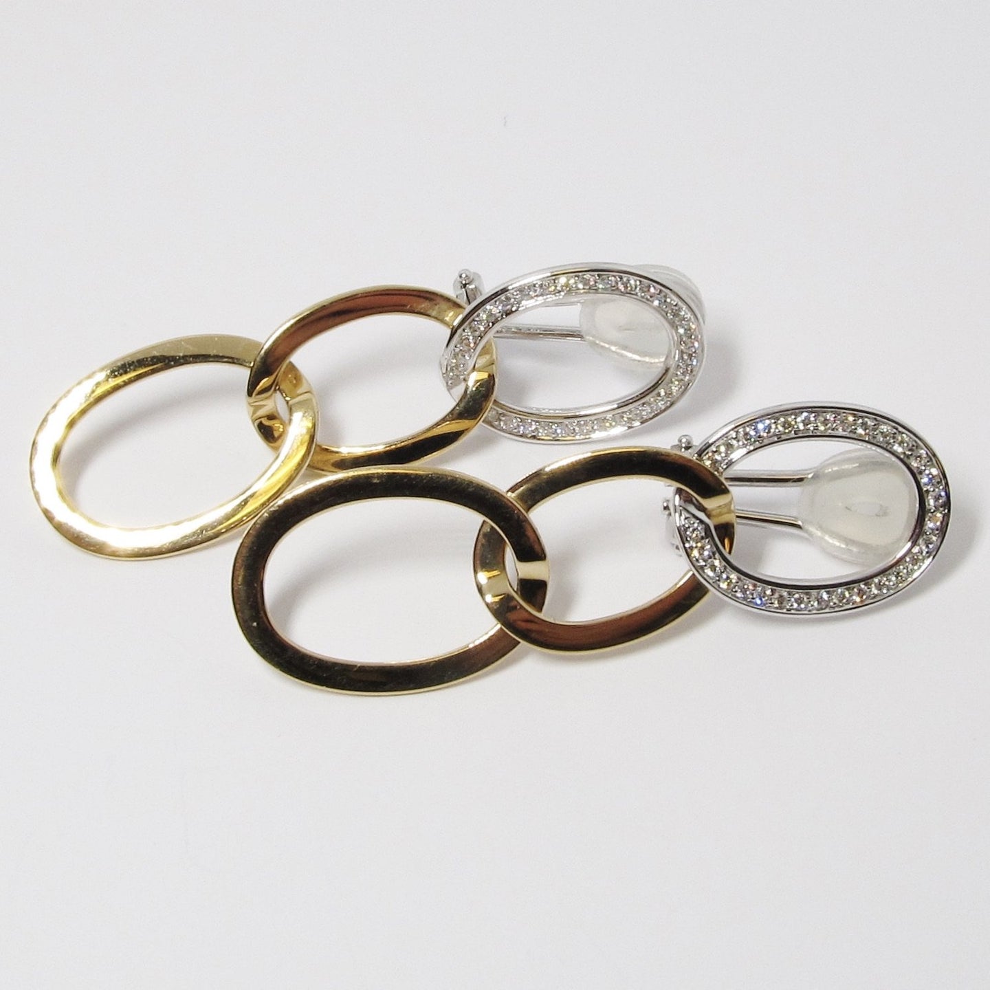 18k White & Yellow Gold 3 Oval Earring