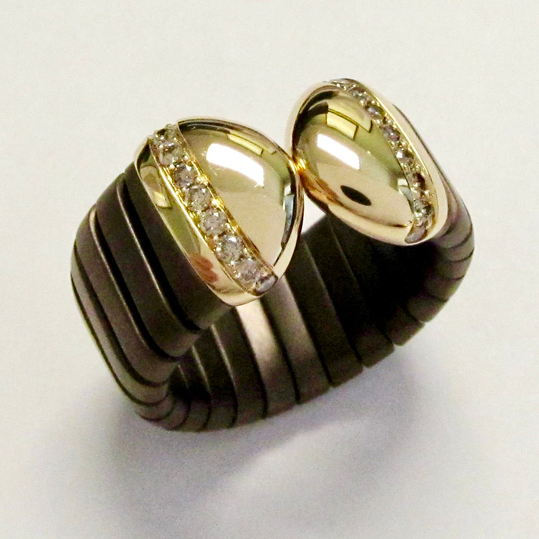 18k Pink Gold & Coated Steel Diamond Ring