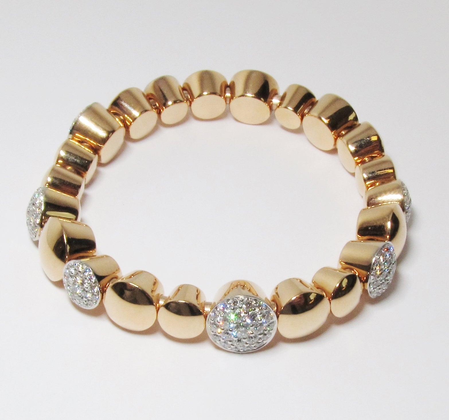 18k Rose Gold Bracelet, 7 Diamonds