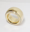 18k Yellow Gold Wide Ring with Ring of Diamonds