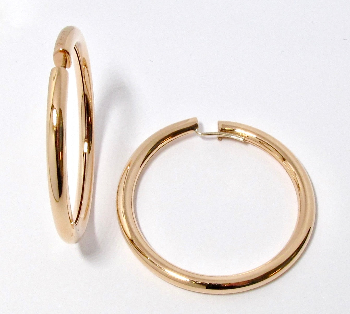 18k Rose Gold Large Round Hoop Earrings