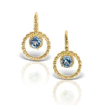 Gold Earrings with Blue Topaz