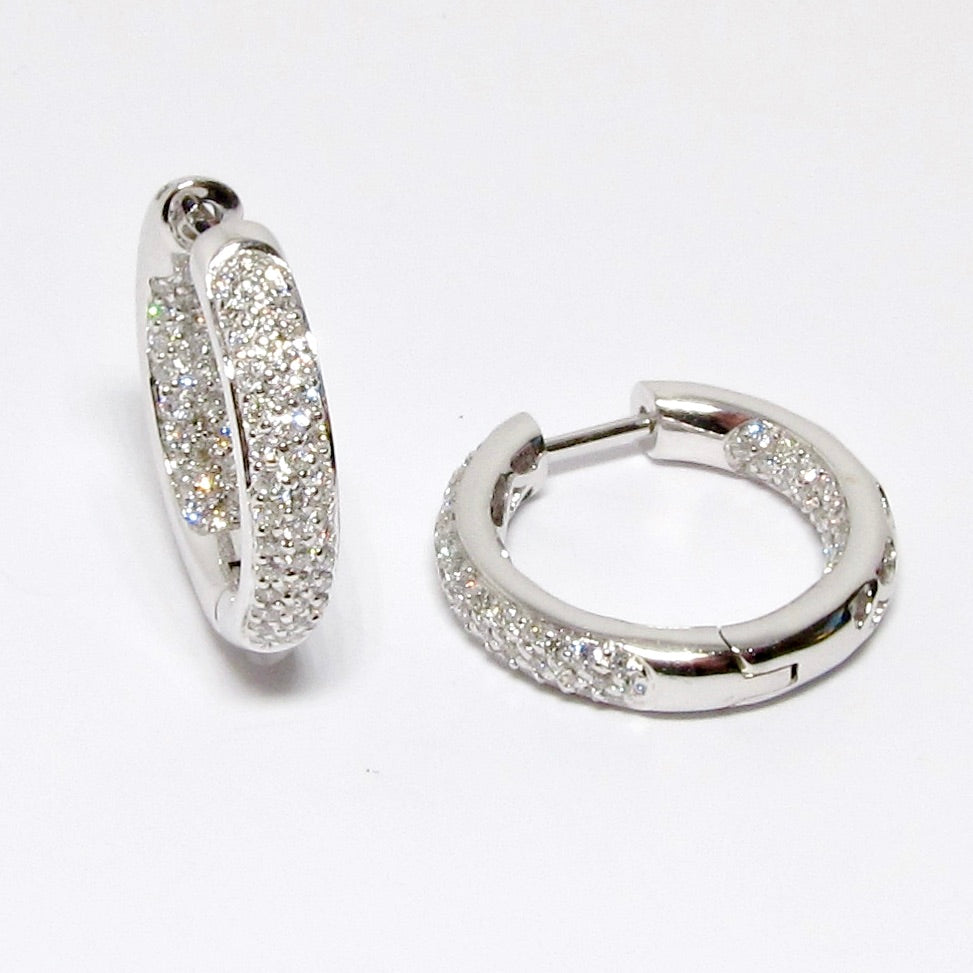18k White Gold Hoop Earrings with Pave Diamonds