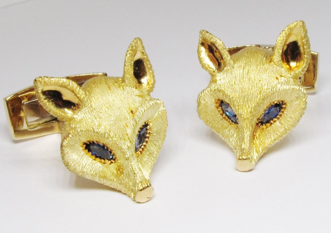 18k Yellow Gold Fox Head Cufflinks