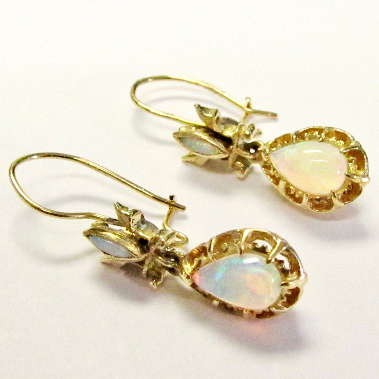 14k Yellow Gold Opal Earrings