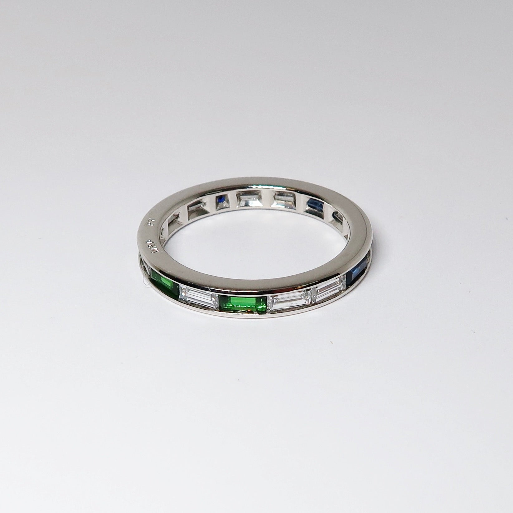Channel Set Eternity Band, Diamonds & Blue Sapphires