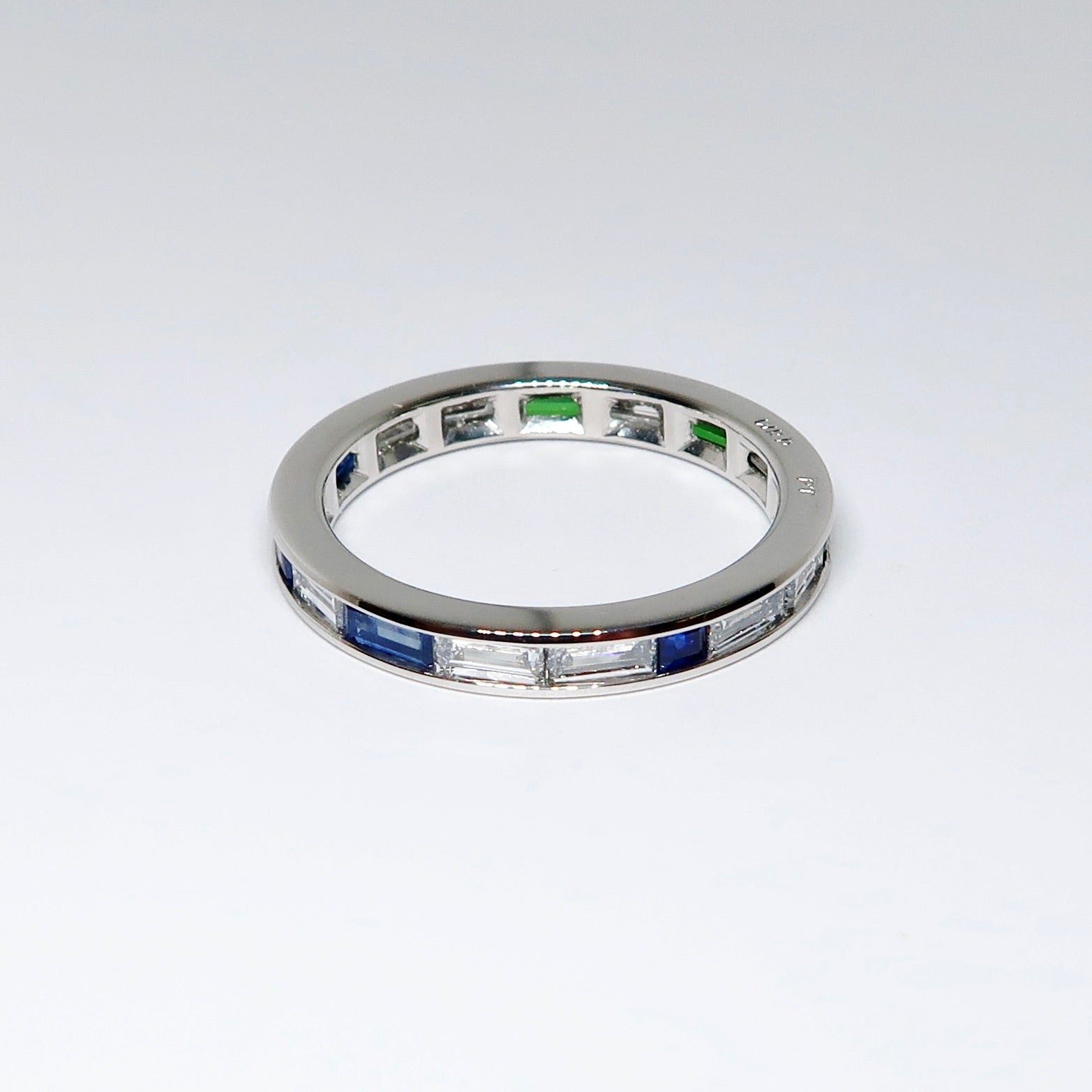Channel Set Eternity Band, Diamonds & Blue Sapphires