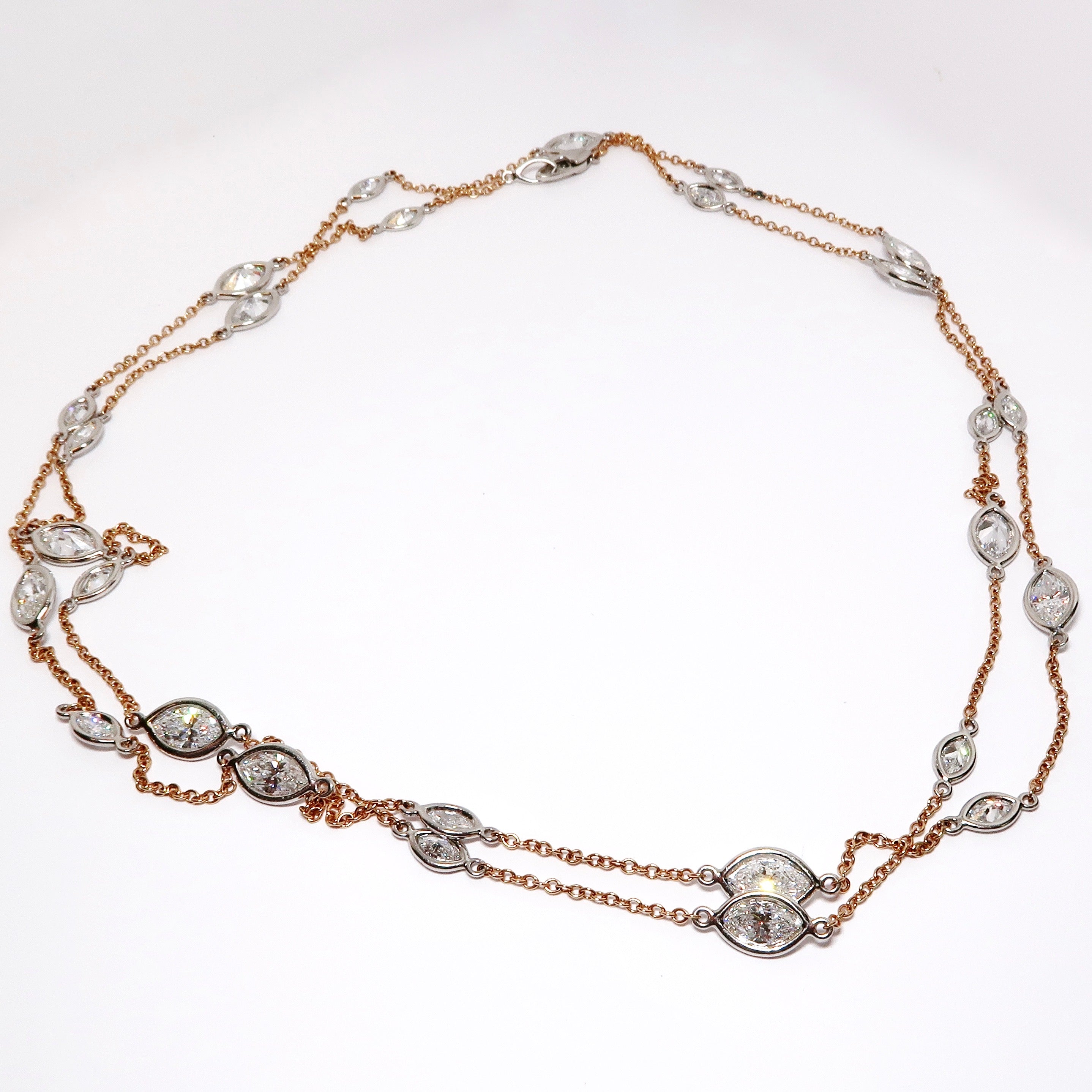 Diamond-by-the-Yard Platinum & 18k Rose Gold Necklace