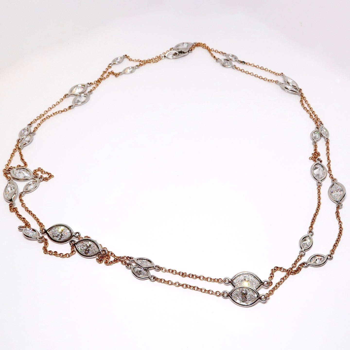 Diamond-by-the-Yard Platinum & 18k Rose Gold Necklace