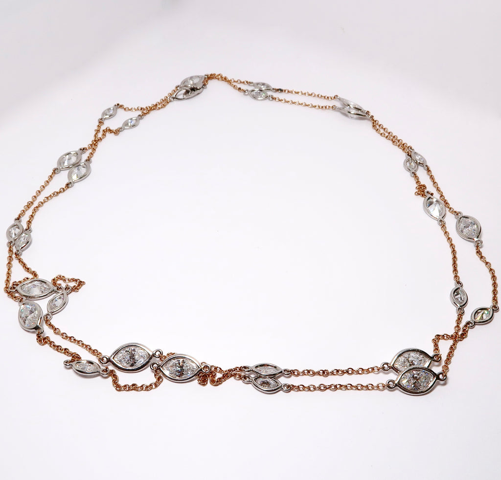 Diamond-by-the-Yard Platinum & 18k Rose Gold Necklace