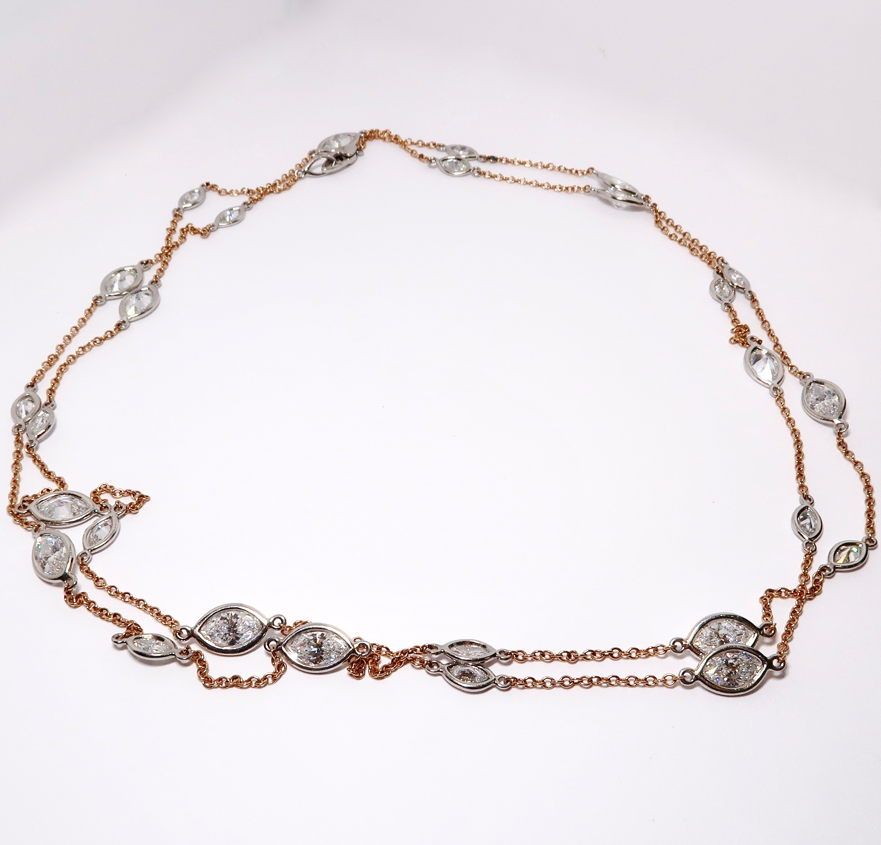 Diamond-by-the-Yard Platinum & 18k Rose Gold Necklace