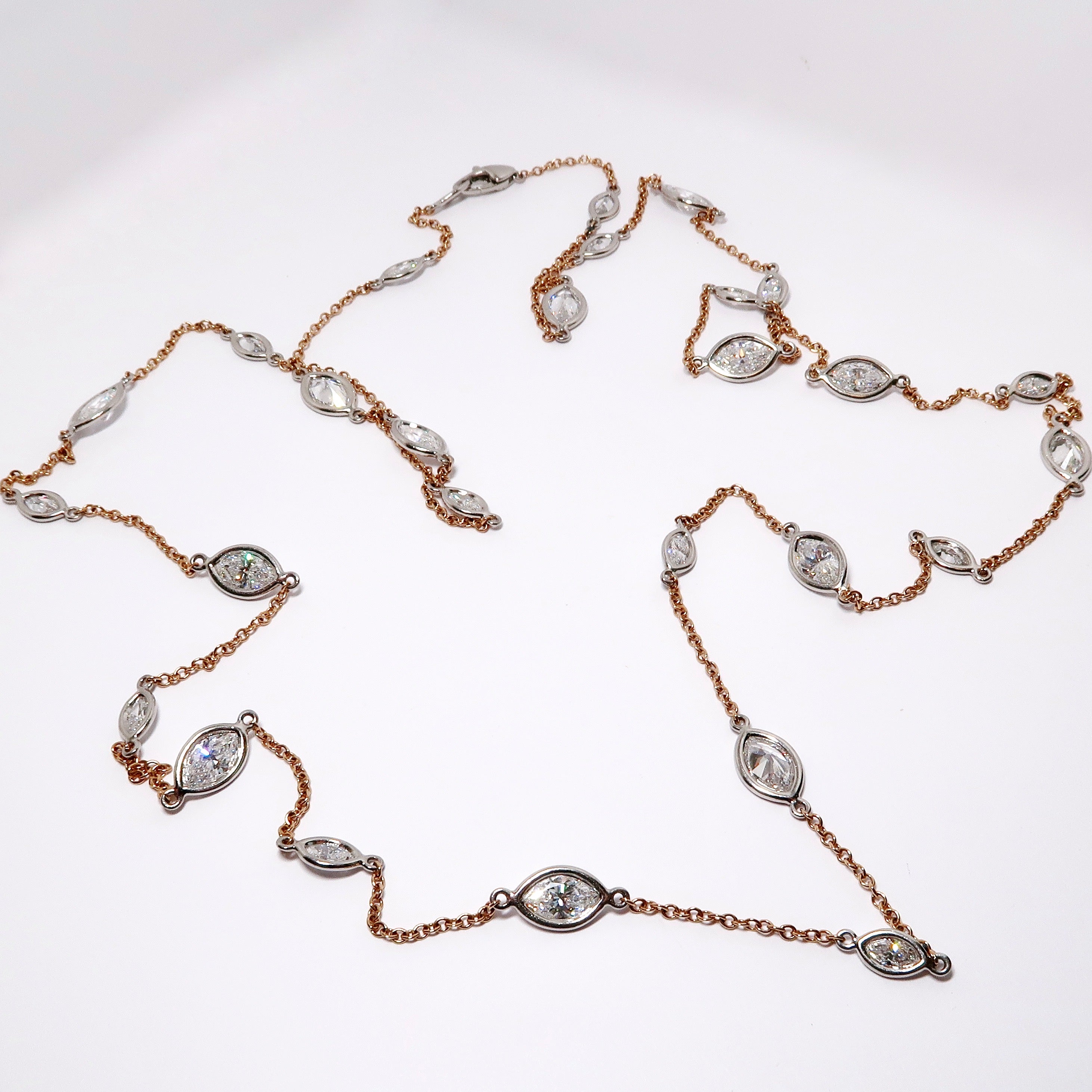 Diamond-by-the-Yard Platinum & 18k Rose Gold Necklace