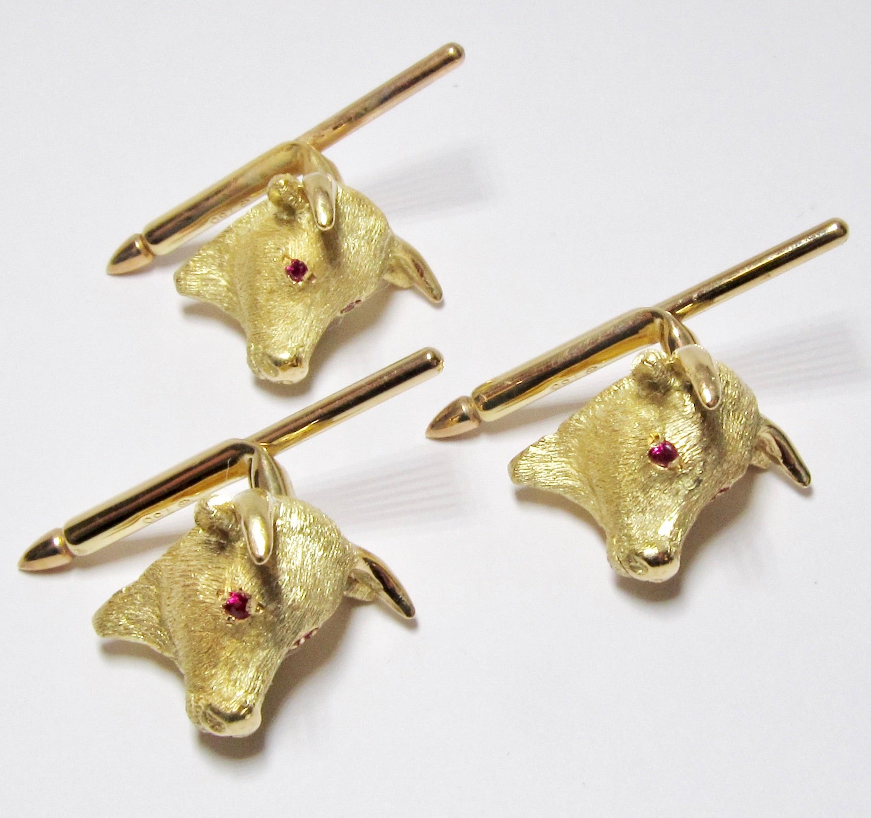 18k Yellow Gold Bull Head Shirt Studs