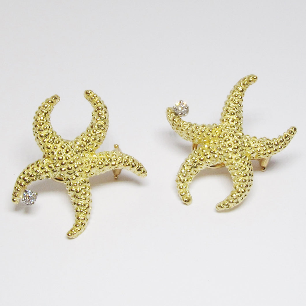 18k Yellow Gold Small Sea Star Earrings