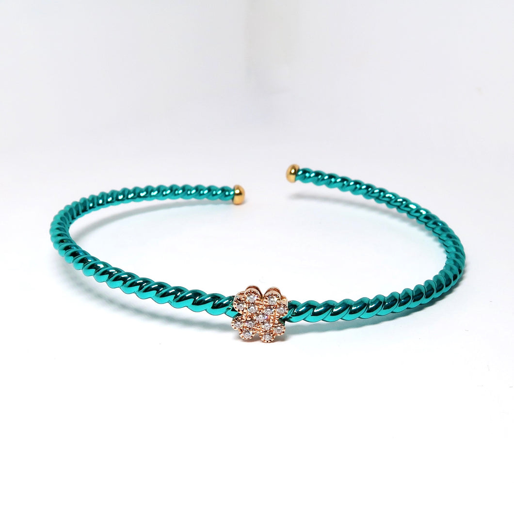 Turquoise Color Bangle with Flower