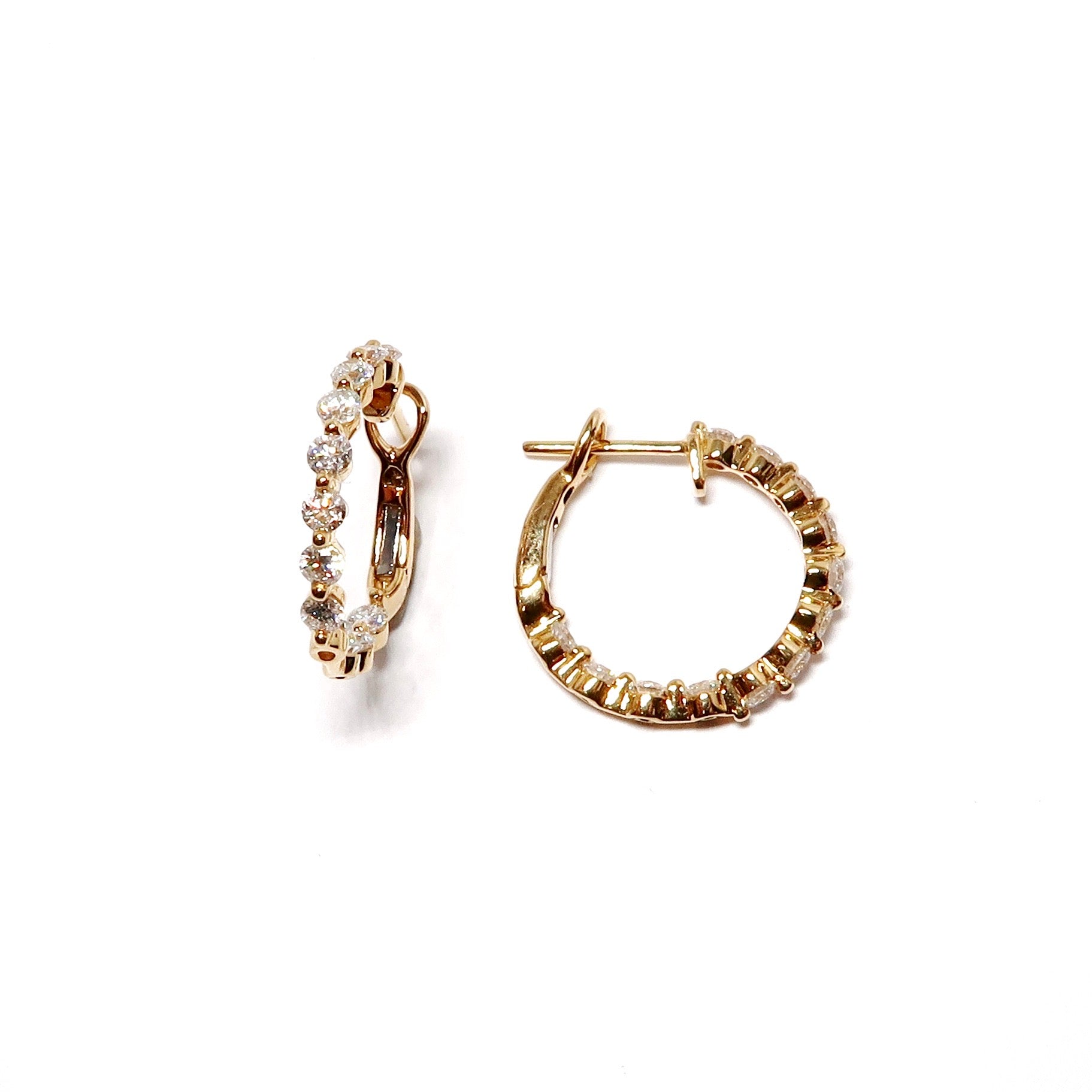 Round In/Out Diamond Hoop Earrings (Various Styles Available)