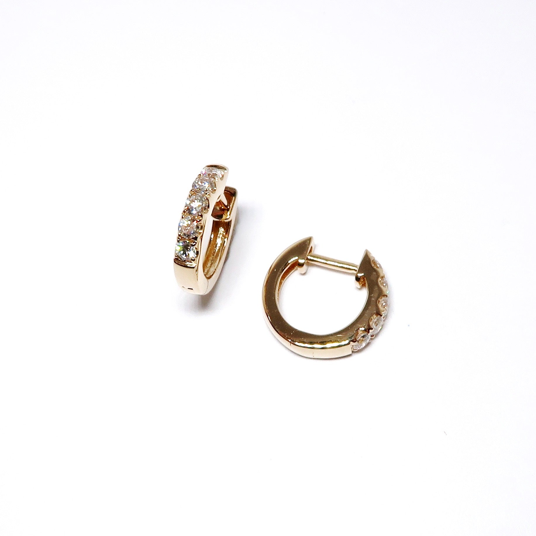 Round Diamond Huggie Earrings (Available in Rose Gold and Yellow Gold)