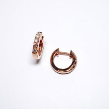 Load image into Gallery viewer, Round Diamond Huggie Earrings (Available in Rose Gold and Yellow Gold)
