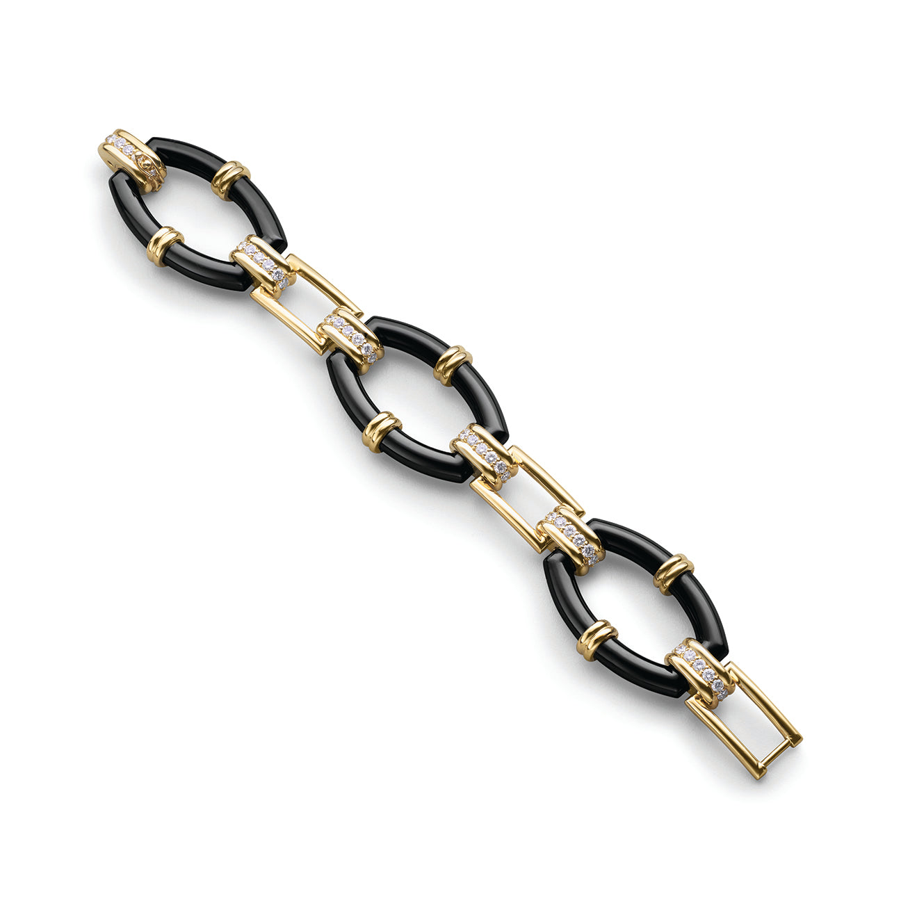 18k Yellow Gold Ceramic Link Bracelet (Available in Black and White)