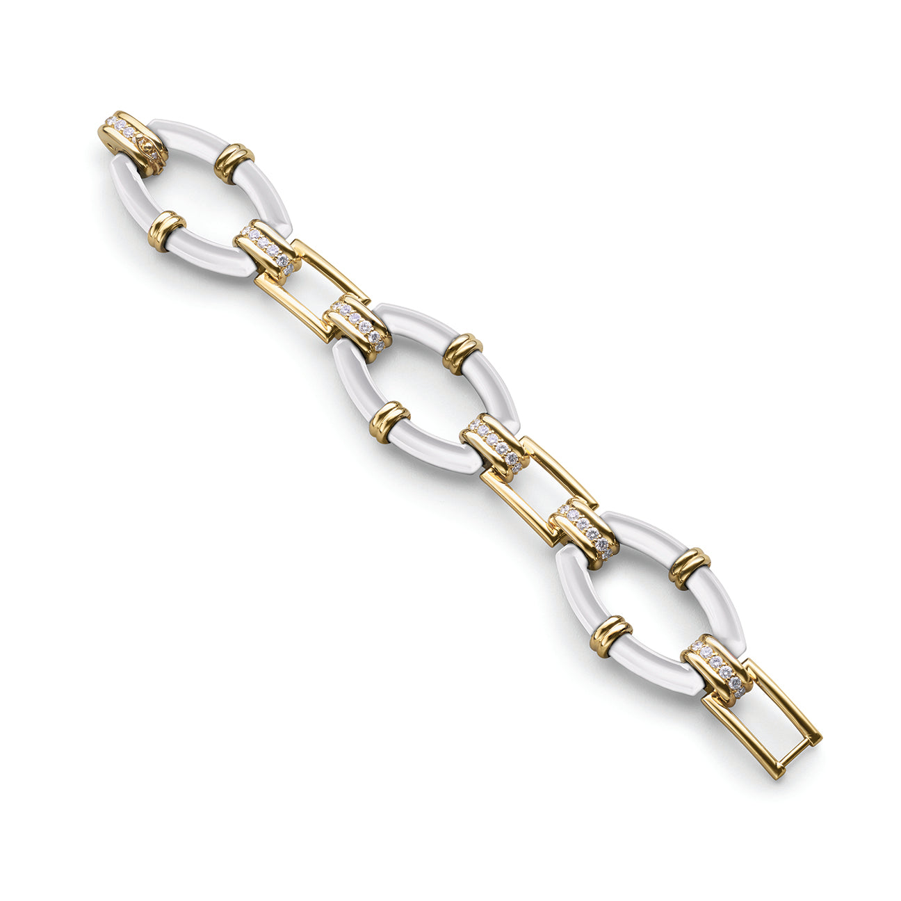 18k Yellow Gold Ceramic Link Bracelet (Available in Black and White)