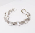 18k White Gold Alternating Pave & White Ceramic Link Bracelet