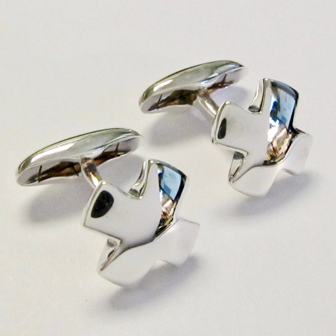 Heavy Sterling Silver 'X' Cufflinks