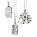 Sterling Silver Rectangular Sun, Moon, & Stars Gate Frame Necklace