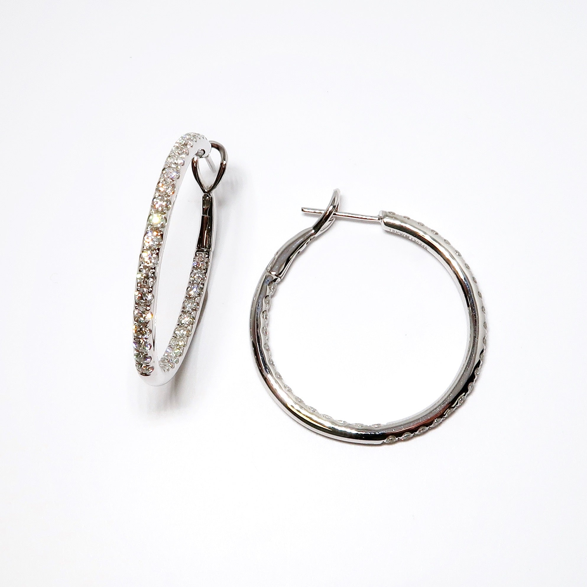 Round In/Out Diamond Hoop Earrings (Various Styles Available)