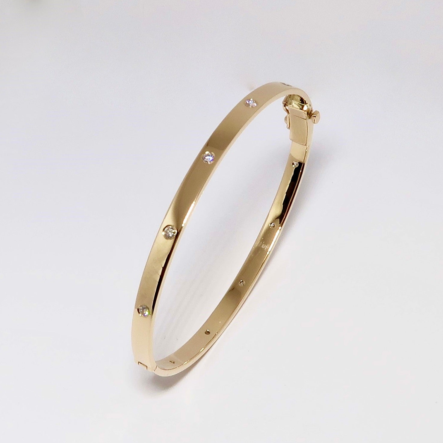 14k Yellow Gold Diamond Bangle, 10 Diamonds = 0.50ctw, 4mm Width, Figure 8 Safety