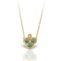 Gold Necklace with Diamonds & Turquoise
