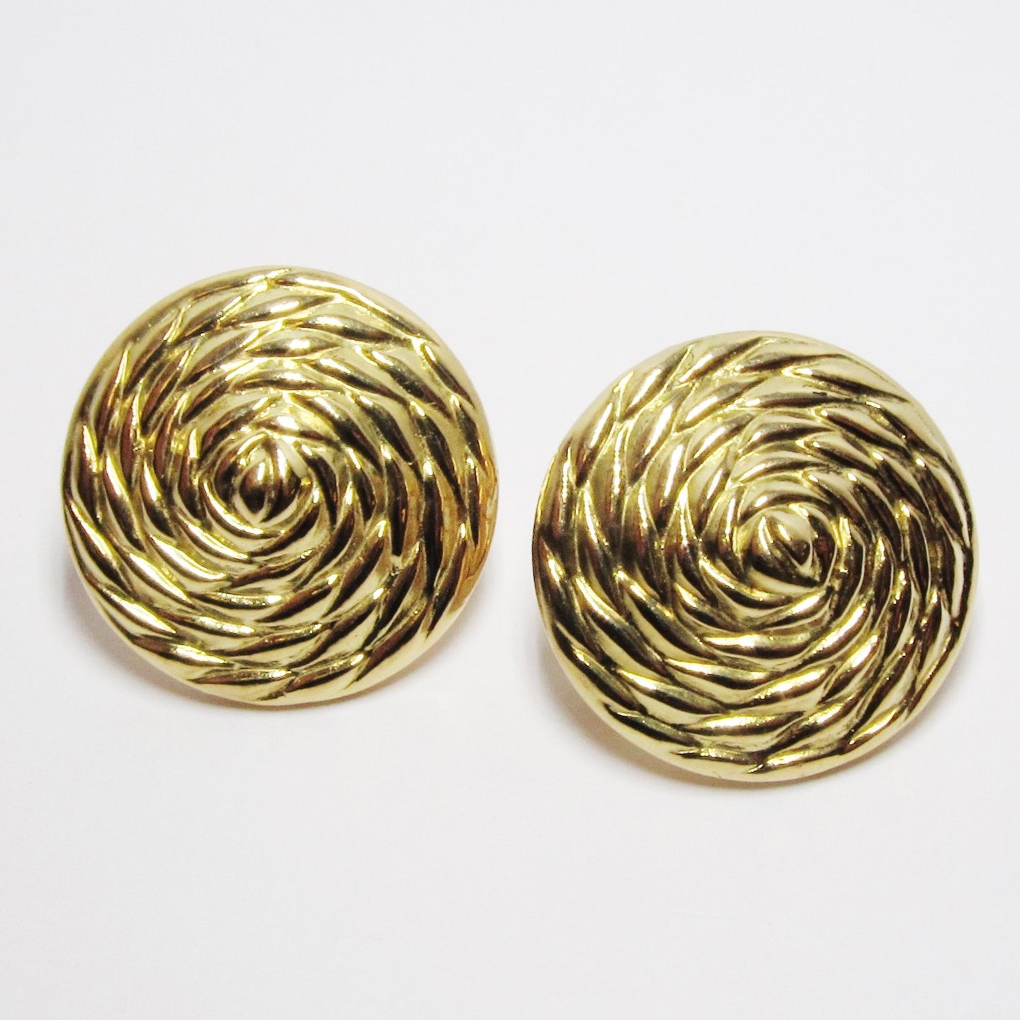 18k Yellow Gold Button Swirl Earrings