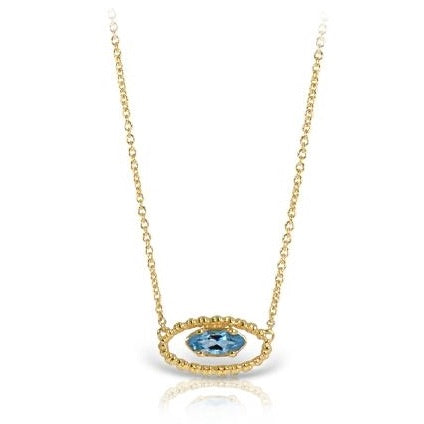 Gold Necklace with Blue Topaz