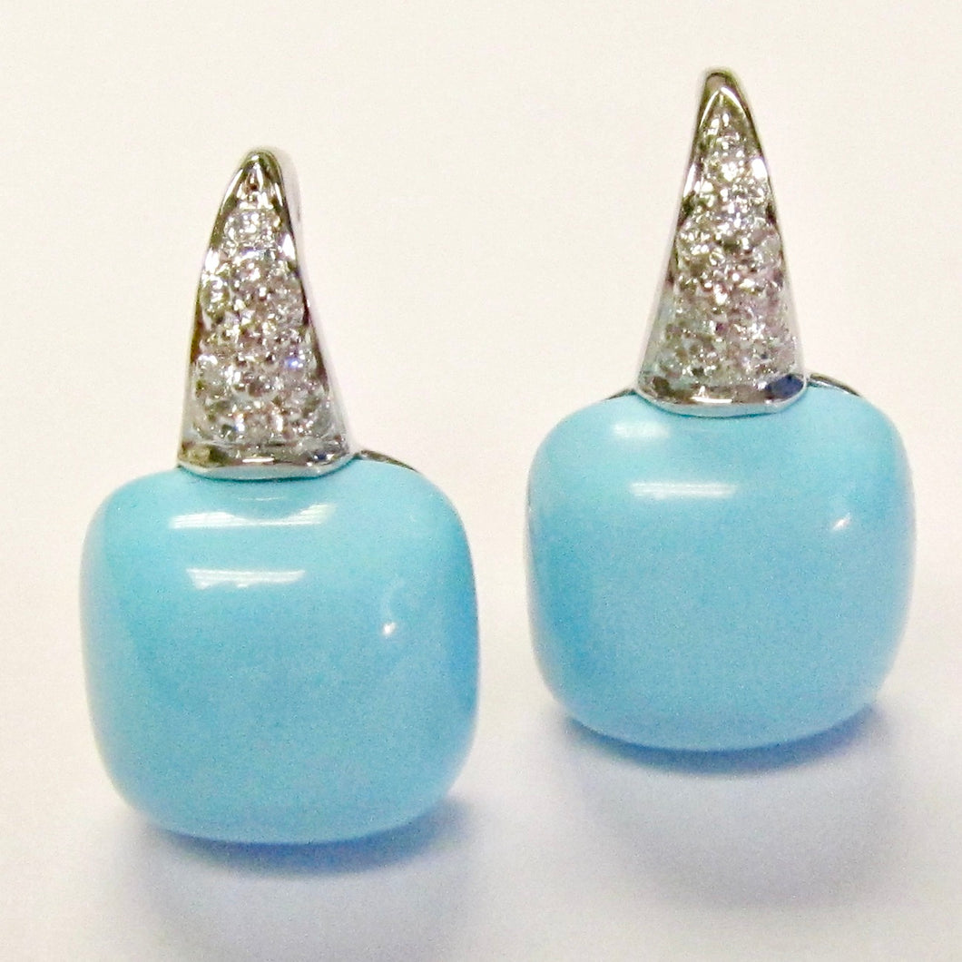 18k White Gold, Turquiose & Diamond Earrings