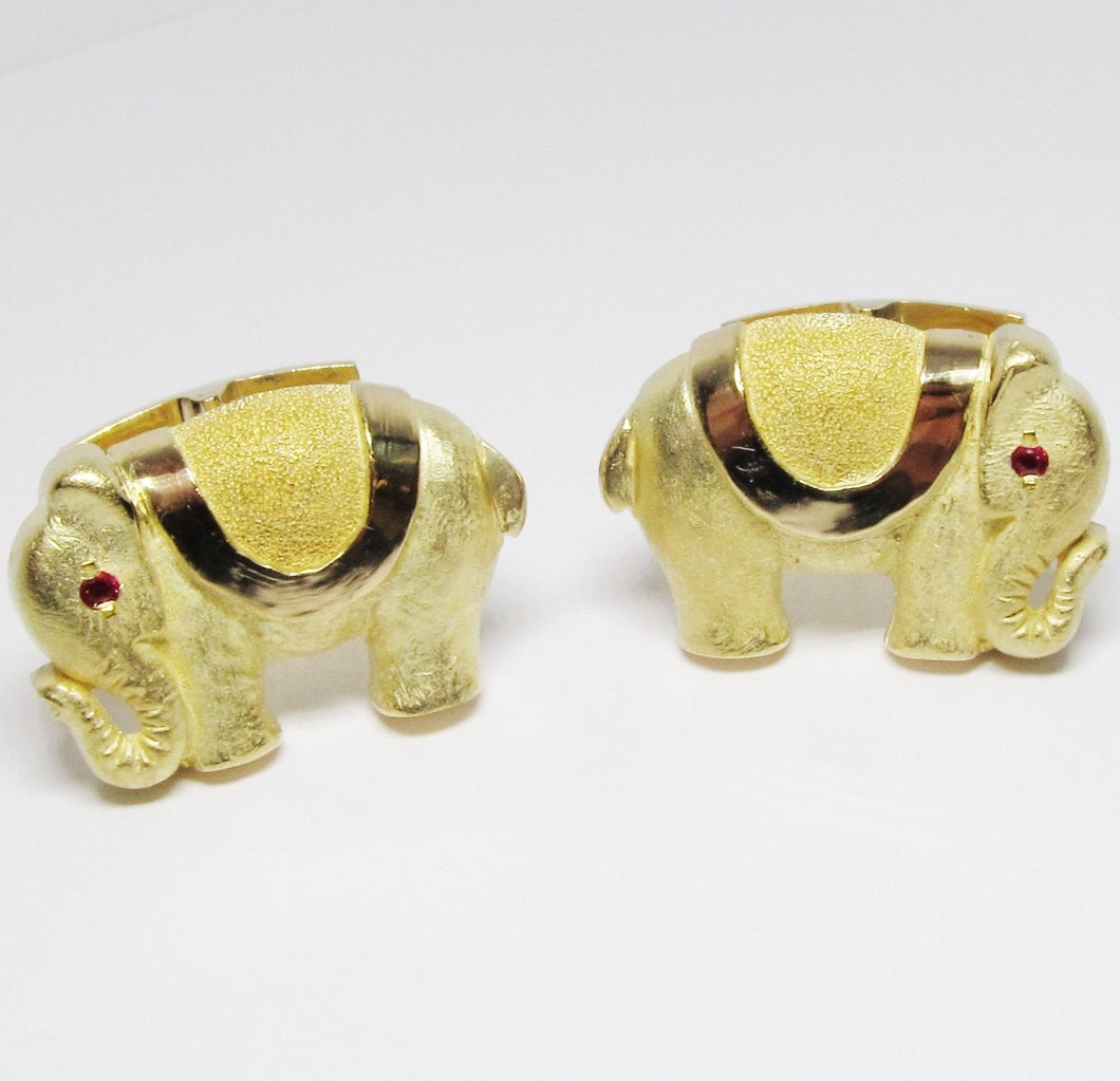 18k Yellow Gold Indian Elephant Cufflinks