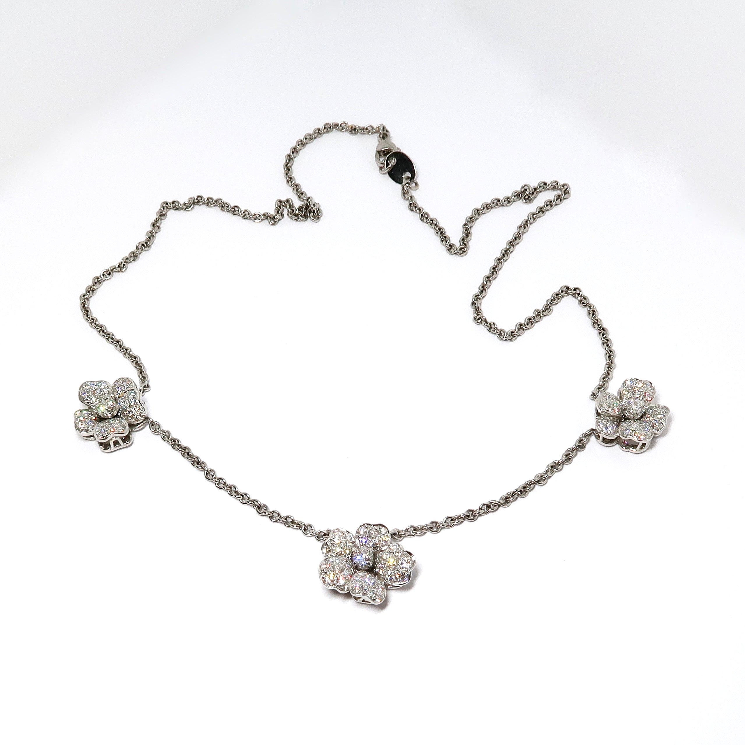 Platinum Diamond Flower Necklace
