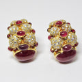 18k Yellow Gold Diamond + Cabochon Earrrings