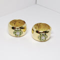 18k Yellow Gold Diamond & Peridot Huggie Earring