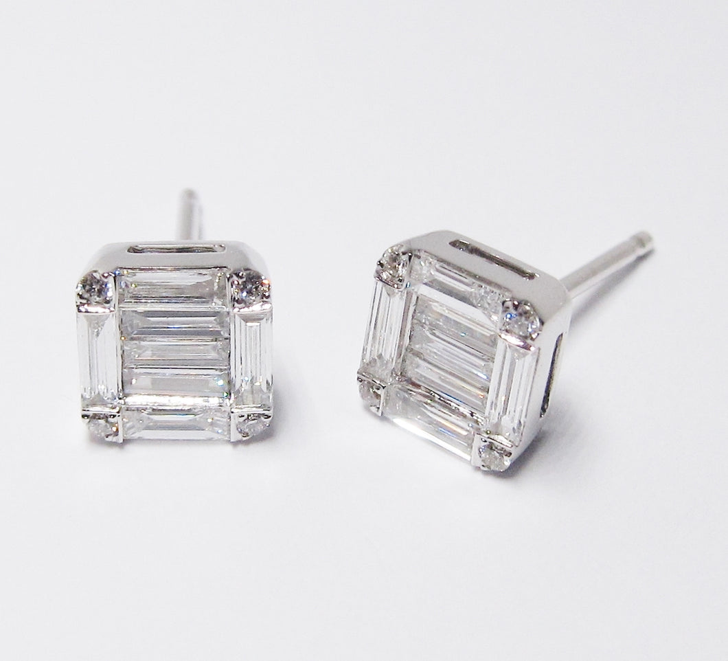 Small Square Diamond Stud Earrings