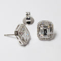 18kt White Gold Round and Baguette Diamond Earrings