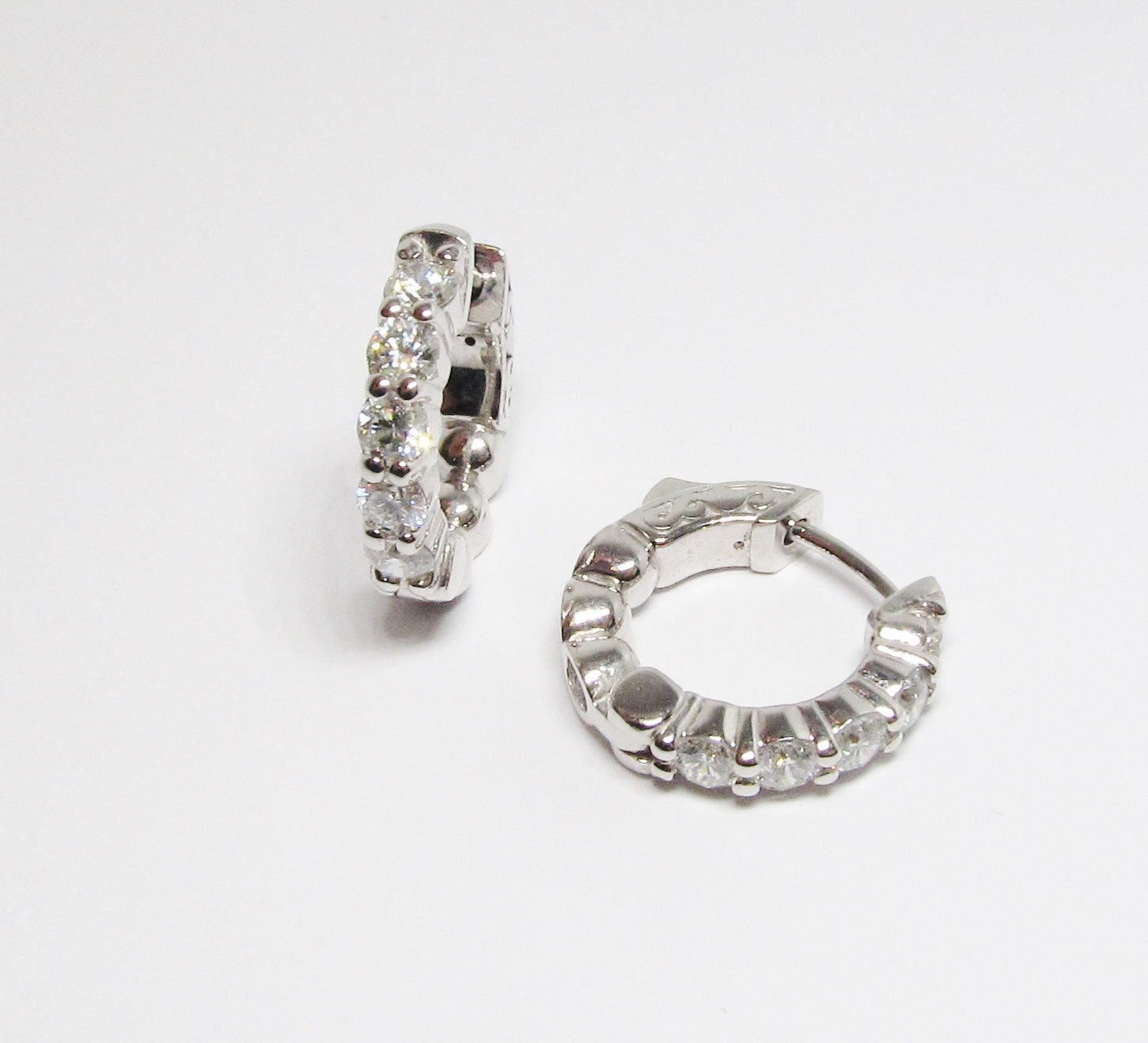 14k Yellow Gold Diamond Huggie Earrings (Available in White Gold and Yellow Gold and 1ctw and 2ctw Diamond)