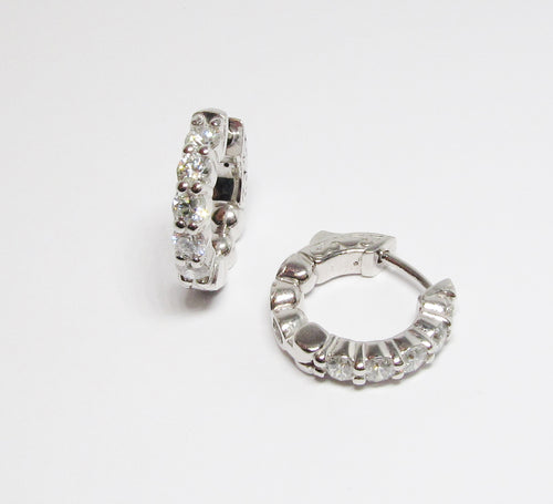 14k Yellow Gold Diamond Huggie Earrings (Available in White Gold and Yellow Gold and 1ctw and 2ctw Diamond)