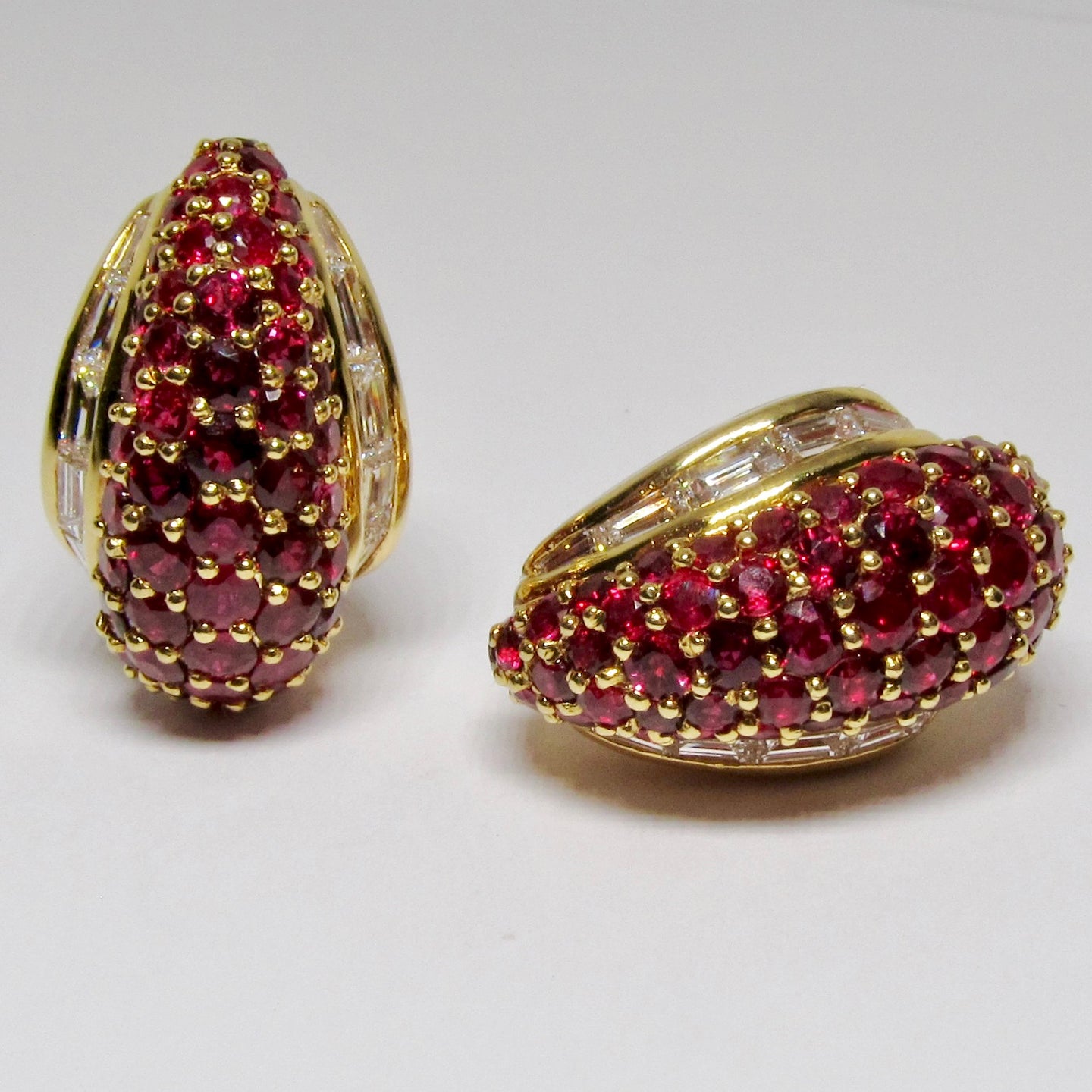 18k Yellow Gold Diamond + Ruby Earrings